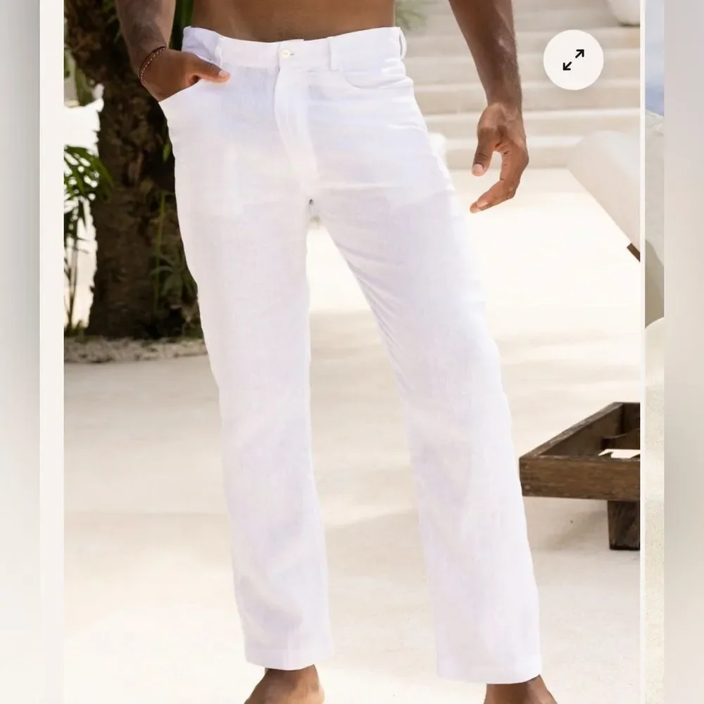 Kenny flowers men’s‎ xl the casa Blanca white linen blend vacation pants